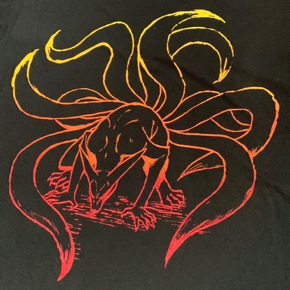 Naruto Shippuden Nine Tailed Fox Anime Graphic T-shirt S Black